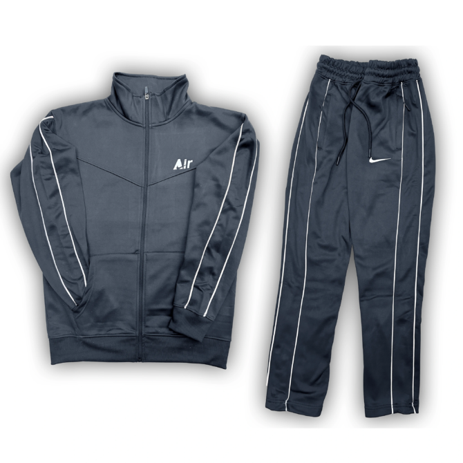 Gray Premium Poly Fleece Tracksuit with Two White Stripes – Nike - Image 4