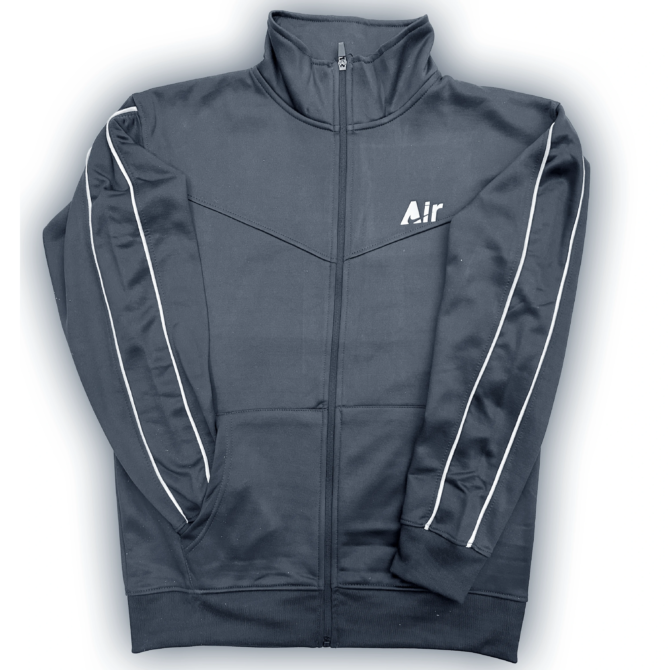 Gray Premium Poly Fleece Tracksuit with Two White Stripes – Nike - Image 2