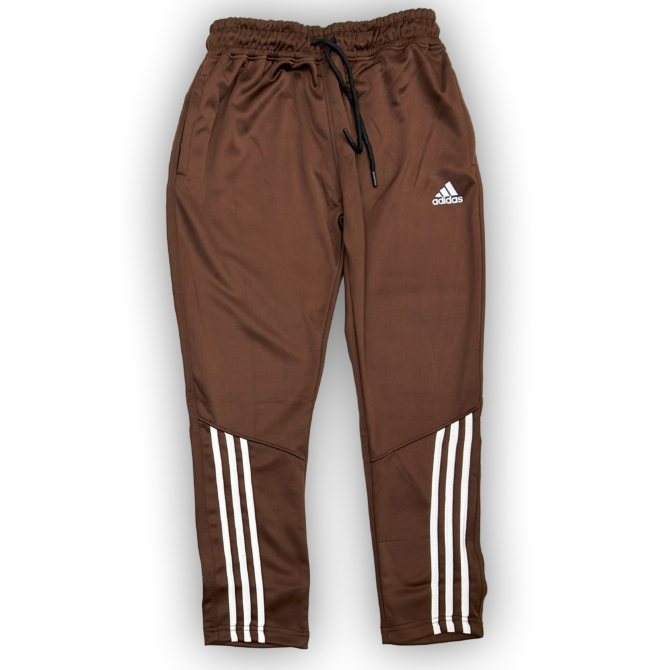 Brown Premium Poly Fleece Tracksuit With Three White Half Stripes – Adidas - Image 3